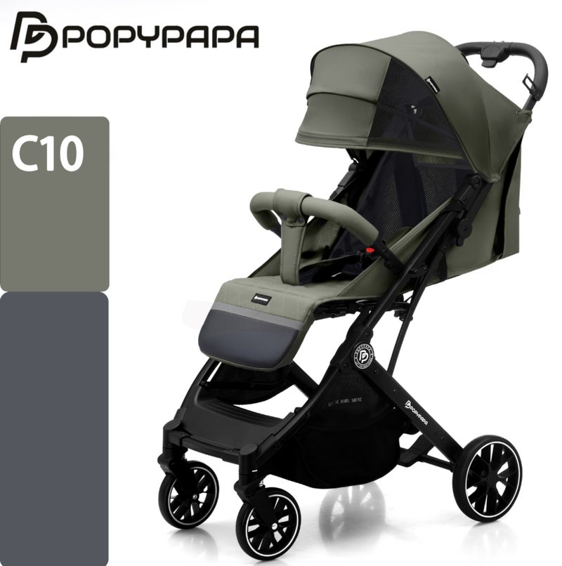 POPYPAPA Baby Stroller | Baby Stroller with Large Wheels & Smooth Ride | Baby Stroller Pushchair for Daily City Use | Adjustable Backrest | UPF Canopy | 5-Point Harness | Large Storage Basket - Image 2